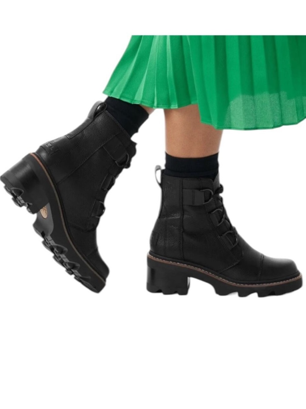 NEW Sorel Joan Now Waterproof Combat Boot Boots Lace Up Leather Black Size 10 - Picture 2 of 16